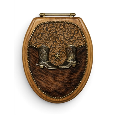 Cowboy Boots Leather & Cowhide Toilet Seat
